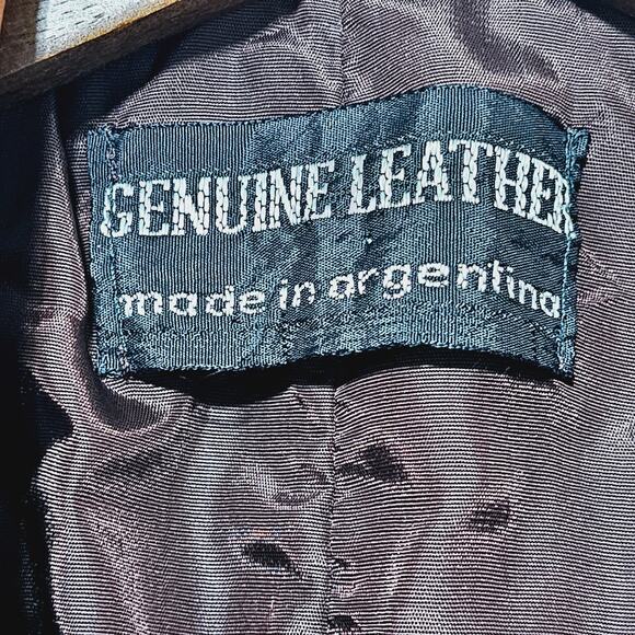 Genuine Leather Jacket Pockets Button Closure Vintage Elbow Patch Women's 13/14 - Picture 6 of 9